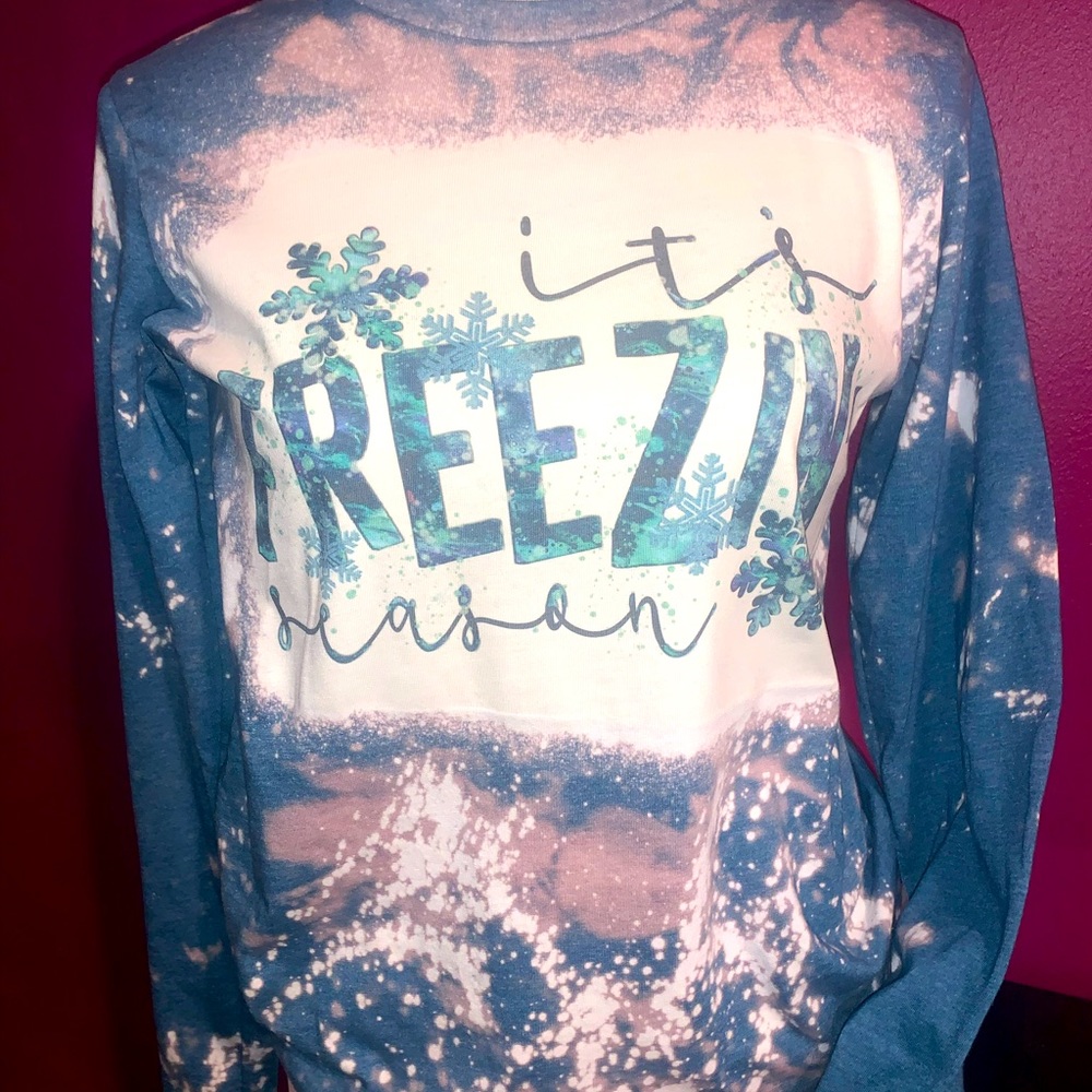 It’s freezin season bleached long sleeve tshirt